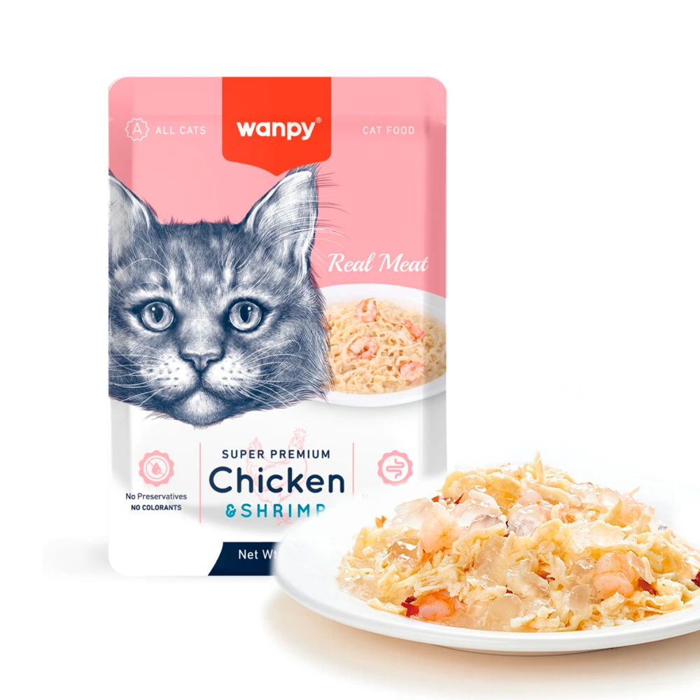 Wanpy Cat Vådmad - Kylling og Rejer 85 g